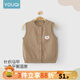 優(yōu)奇嬰兒馬甲春秋款男女寶寶背心開衫外套兒童坎肩新款外穿可愛毛線衣 咖色 100cm