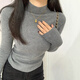 蘇雨薇秋冬半高領(lǐng)緊身毛衣打底衫女春秋2025新款加絨內搭上衣冬季針織衫 灰色【關(guān)注店鋪-送運費險】 S （80-95斤）