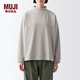 無(wú)印良品（MUJI）Labo 男女通用 天竺編織半高領(lǐng)長(cháng)袖T恤 上衣打底衫無(wú)性別BF1A4A3A 灰色 M 170/88A