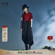 日著原創(chuàng)設(shè)計女裝2024夏季新款黑色高級感小眾寬松薄款背帶褲子女 童年黑 S