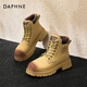 達芙妮（DAPHNE）馬丁靴女加絨保暖厚底增高短靴女復古英倫風百搭舒適大黃靴2023 黃色 37 (235mm)