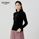 深呼吸DEEP BREATH女裝坑條打底純羊毛針織衫女A301124 黑 L (4)