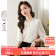 尚都比拉時(shí)尚洋氣圓領(lǐng)七分袖雪紡衫女秋高級少女感氣質(zhì)通勤上衣 白色 XL