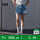 森馬（Semir）牛仔褲女寬松潮酷個性美式熱褲酷颯風(fēng)夏街頭毛邊短褲復(fù)古辣妹 牛仔中藍88201 28