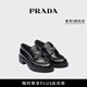 PRADA/普拉達【禮物】女士 Chocolate 亮面皮革厚底樂福鞋 黑色-新款 尺碼偏大建議拍小半碼 37.5
