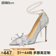 Lily Wei【倒影】法式婚鞋2025春新款高跟鞋大碼單鞋41一43高級感 銀色【跟高8cm】 37