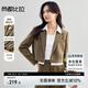 尚都比拉曠野美拉德穿搭短款小西裝女小眾設計感休閑西服外套 棕色 XL 