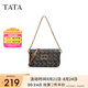 他她（TATA）復(fù)古老花鏈條小方包女氣質(zhì)小型單肩包斜挎包新款X3248BX4 啡色 F