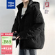 唐獅（TonLion）2024男連帽外套羽絨服韓版青少年面包服 黑色 S 