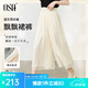 歐莎（OSA）冰絲休閑褲女夏季薄款小個(gè)子寬松慵懶風(fēng)垂墜感闊腿褲八分褲裙七夕 淺杏色 L