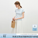 范思藍恩正肩短袖T恤女2025夏新款修身顯瘦設計感圓領上衣2113 藍色 M