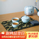 萬(wàn)仟堂（Edenus）陶瓷茶具快客杯便攜旅行包一壺二杯功夫茶具套裝 稱(chēng)心如意 粉青釉