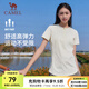 駱駝運(yùn)動(dòng)短袖T恤男女春夏速干冰絲透氣戶外休閑棒球服短袖女 C23BABH393A5，甜杏白 ，女 M