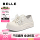 百麗（Belle）可兩穿板鞋女2025秋季新款可愛蝴蝶結(jié)厚底增高休閑鞋B2629CM5 米白色 35 (225mm)