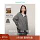 茵曼（INMAN）2025秋冬女裝新款手工拉毛半拉鏈翻領(lǐng)套頭毛衫季落肩毛 中灰色 XL