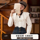紫涵（ZIHAN）紫涵雙層花邊娃娃領(lǐng)白色襯衫女秋季甜美設計感長(cháng)袖棉襯衣 白色 S