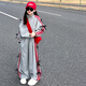 拙拙豬女童套裝2025新款秋裝兒童洋氣女孩運動(dòng)服中大童裝春秋款兩件套潮 灰色兩件套 150