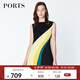 PORTS寶姿  新品女裝造型無袖漸變拼色連衣裙LN8D229KWB008 黑色 XL (10)