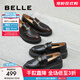 百麗（Belle）海鷗樂福鞋2.0版本25秋新厚底真皮黑色小皮單鞋子女B5H1DCA5預售 棕色 37 (235mm)