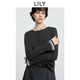 LILY2025冬新款含羊毛格雷系圓領(lǐng)撞色拼接條紋喇叭袖灰色針織衫女 501灰色 M