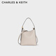 CHARLES&KEITH25秋新品吸扣式托特包手提子母水桶包七夕禮物CK2-10782671 Oat燕麥色 S