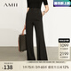 AMII開(kāi)學(xué)季換新裝2025夏季極簡(jiǎn)通勤顯瘦長(cháng)褲女梭織雪紡純色直筒高腰拖 黑色 160/68A/M