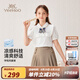 英氏（YEEHOO）女童套裝兒童衣服夏季時(shí)尚休閑學(xué)院風(fēng)短袖短裙兩件套夏裝中大童裝 學(xué)院百褶領(lǐng)結（套裝） 【涼感棉柔】 160 cm【順豐包郵&極速達】