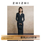 致知ZHIZHI 意難忘 針織修身連衣裙袖口撞色開衩紐扣前襟優(yōu)雅慵懶 深花灰 L