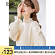 betu百圖女裝2022冬季新款毛針織衫慵懶風(fēng)木耳邊長袖針織衫2211T35 杏色 M