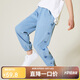 ASK JUNIOR女童褲子2025秋中大童長(cháng)褲時(shí)尚印花柔軟兒童牛仔褲 藍色 150