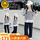 G.DUCKKIDS小黃鴨童裝女童套裝春秋新款兒童衣服女孩毛衣馬甲襯衫褲子三件套 襯衫馬甲三件套 120 尺碼5~6歲【110-120cm】