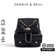 CHARLIE&KELLI CK品牌包包女包2025新款菱格鏈條雙肩包百搭小背包學(xué)生開(kāi)學(xué)書(shū)包 騎士黑
