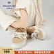 MALOVE MZ厚底板鞋女2025新款時(shí)尚增高餅干鞋圓頭百搭增高運動(dòng)休閑鞋 米杏色 40