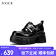 JOOC玖詩(shī)真皮樂(lè )福鞋女2025早春新款扣帶百搭單鞋輕便舒適jk小皮鞋7770 經(jīng)典黑 37