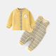 嬰兒童裝薄棉套裝寶寶棉衣棉褲夾棉加厚秋冬家居服內衣分體衣服 黃色(口袋熊60克加棉背帶套裝) 66 cm