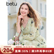 百圖betu女裝2025春季新款連衣裙法式優(yōu)雅蝴蝶印花雪紡裙子女2502T74 淺綠 L