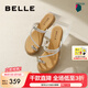 百麗（Belle）時尚夾腳人字拖女商場同款水鉆休閑拖鞋3CQ30BT4 銀色 36 (230mm)