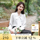 朵以（Duoyi）2025春季新款法式氣質(zhì)優(yōu)雅通勤珠光飄帶蝴蝶結襯衫長(cháng)袖襯衣 云白色 L
