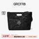 GROTTO個(gè)樂(lè )經(jīng)典CARRY托特包大容量通勤植鞣褶皺綿羊皮手提單肩包禮物 經(jīng)典黑銀標L