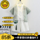 G.DUCKKIDS兒童漢服男童夏季兒童唐裝國學(xué)中國風(fēng)表演出服古風(fēng)小男孩夏裝套裝 云龍漢服綠色geqomki 90碼建議身高80-90cm年齡1歲半-2