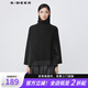 S.DEER圣迪奧女裝羅紋高領(lǐng)開衩拼接不規(guī)則黑色毛衣S21483505 黑色/91 L/170