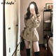 她芙（tafu）品牌女裝風(fēng)衣外套女2025春秋新款小個(gè)子收腰氣質(zhì)短款雙排扣大衣 卡其色 M