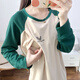 米婭琳 產(chǎn)后哺乳衣外出服春裝長(cháng)袖上衣喂奶衣辣媽款春夏季外穿哺乳期T恤 綠色 2XL（適合130-150斤）