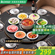 志高（CHIGO） 暖菜板+火鍋熱菜電動(dòng)餐桌轉盤(pán)加熱板飯菜保溫板電磁爐帶火鍋熱菜神器家用加熱旋轉分區控溫多功能 80CM丨雙向手轉丨無(wú)火鍋