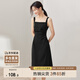 尚都比拉夏季氣質(zhì)一字領(lǐng)吊帶連衣裙女修身顯瘦高級(jí)感法式小黑裙 黑色 XL