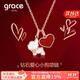 Grace Girl小狗鉆石項鏈女高級感輕奢玫瑰金鎖骨鏈七夕情人節生日禮物送女友