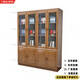 信京實(shí)木書(shū)柜中式儲物柜橡膠木帶衣柜書(shū)櫥書(shū)架子收納書(shū)柜 四門(mén)書(shū)柜