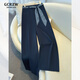 GCRZW輕奢洋氣藏青色闊腿褲女秋冬季2025新款絲巾腰帶垂感九分褲直筒褲 藏藍色-贈腰帶 【高檔氣質(zhì)款】 XL /29 建議115-125斤