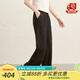 金菊【提花桑蠶絲休閑褲】2025夏季舒適后腰松緊真絲闊腿西裝褲女褲子 黑色 XL XL(170/76A)