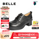 百麗（Belle）七夕禮物復(fù)古質(zhì)感牛津鞋女25秋新方跟英倫風(fēng)通勤單鞋3NW27CM5 黑色 39 (245mm)